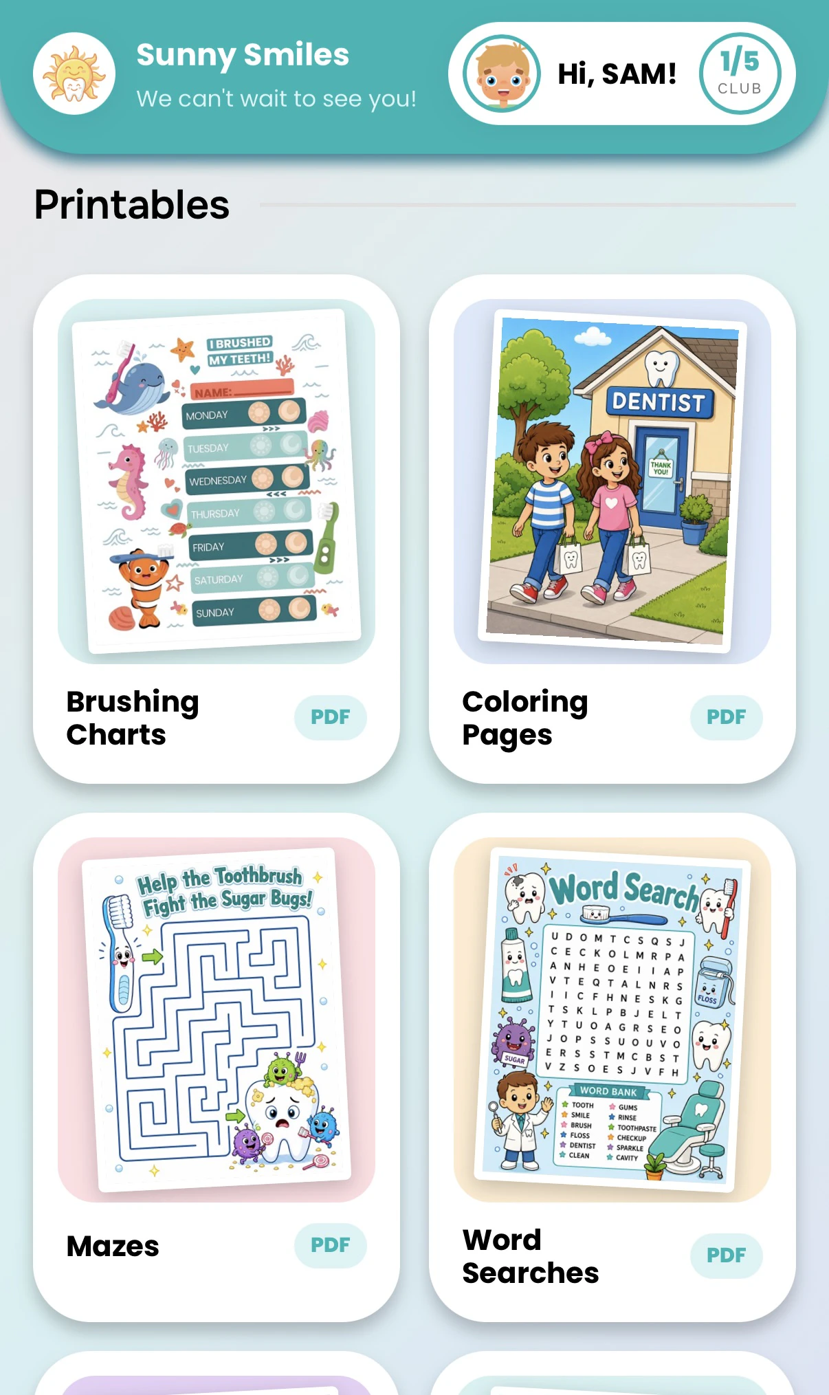 The printables shelf: brushing charts, coloring pages, mazes, and word searches